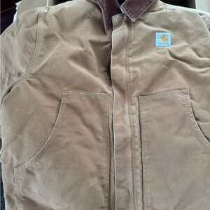 Carhartt Tan Field Jacket with Brown Collar